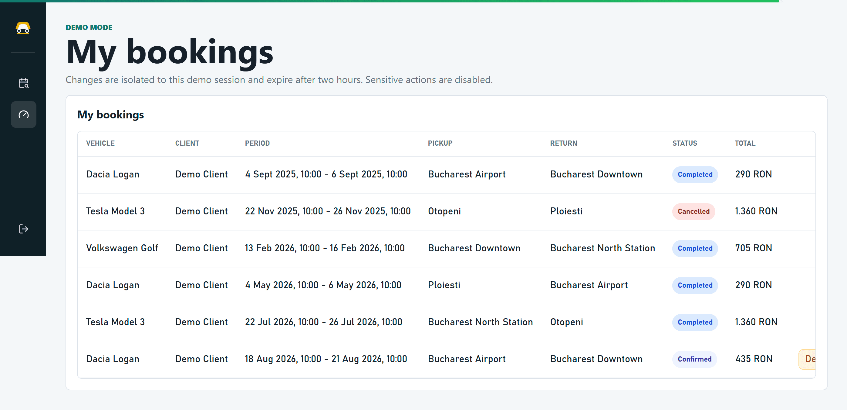 Car Rental Management Application customer bookings desktop mockup