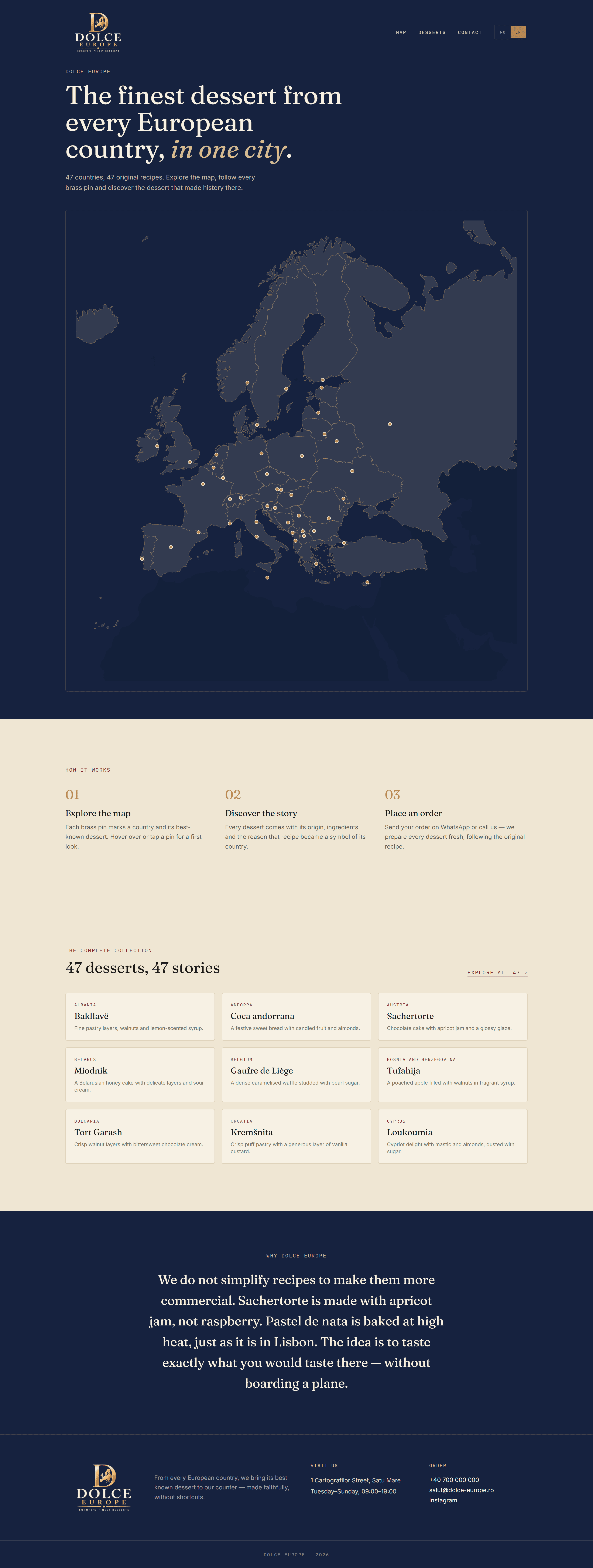 Dolce Europe homepage desktop mockup