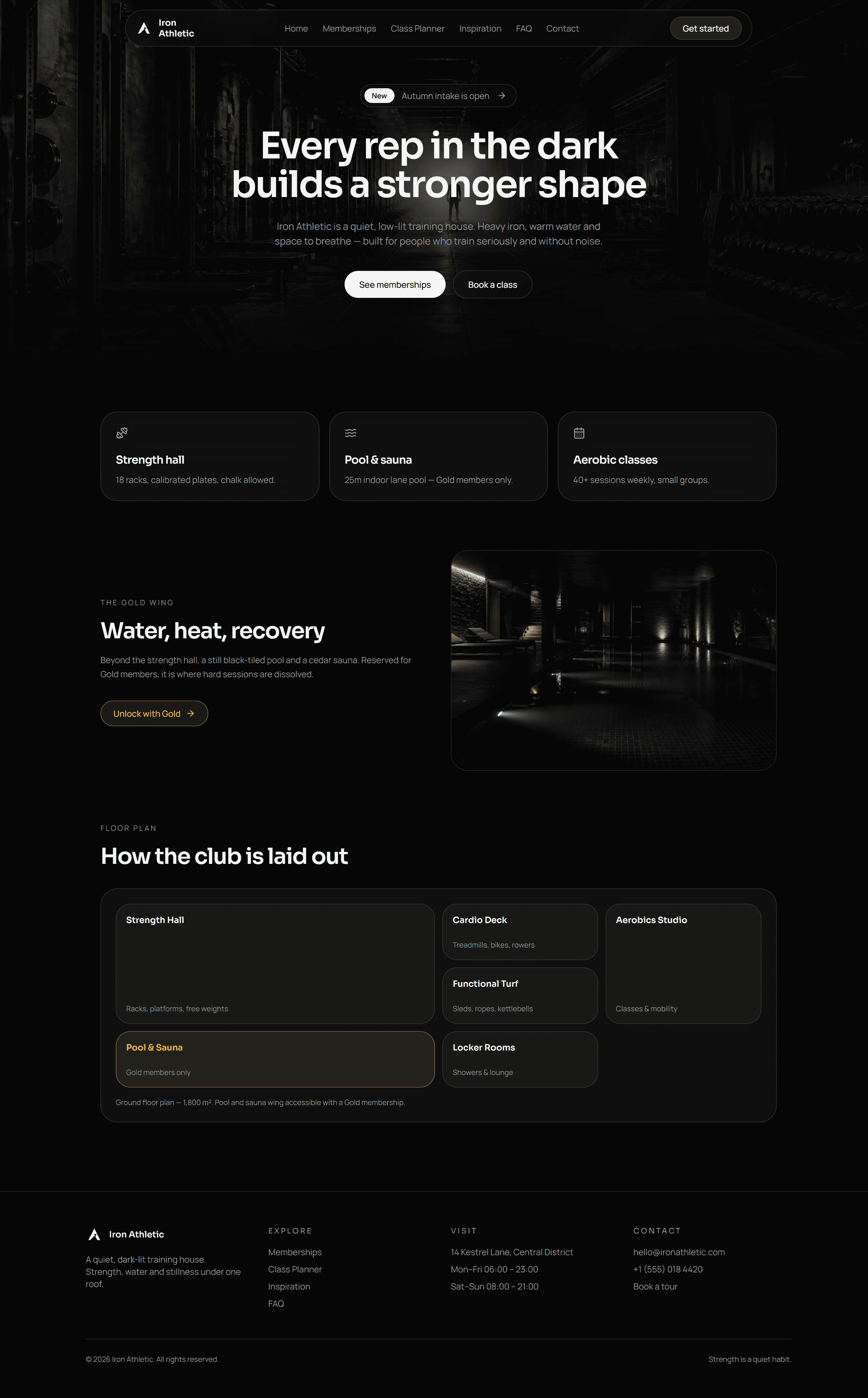 Iron Athletic homepage desktop mockup